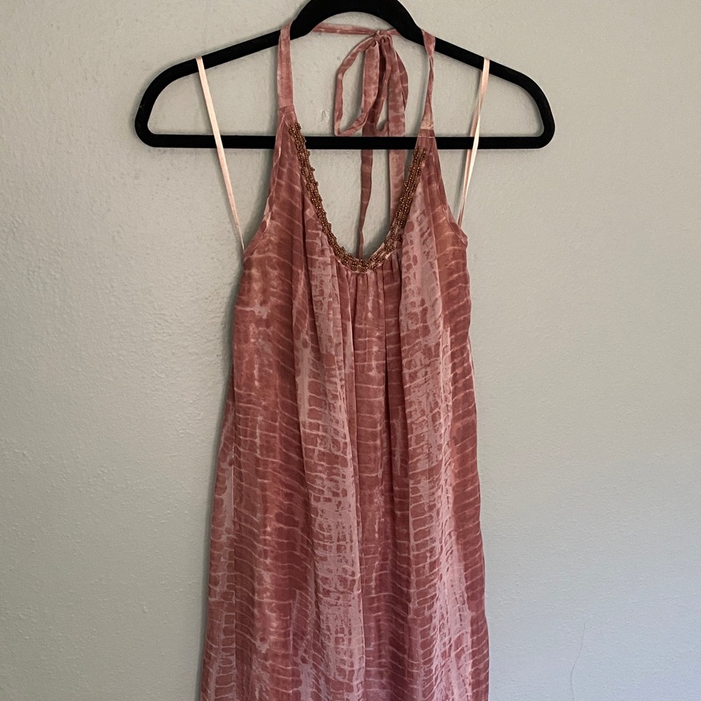 Elegant Pink Halter Maternity Maxi Dress